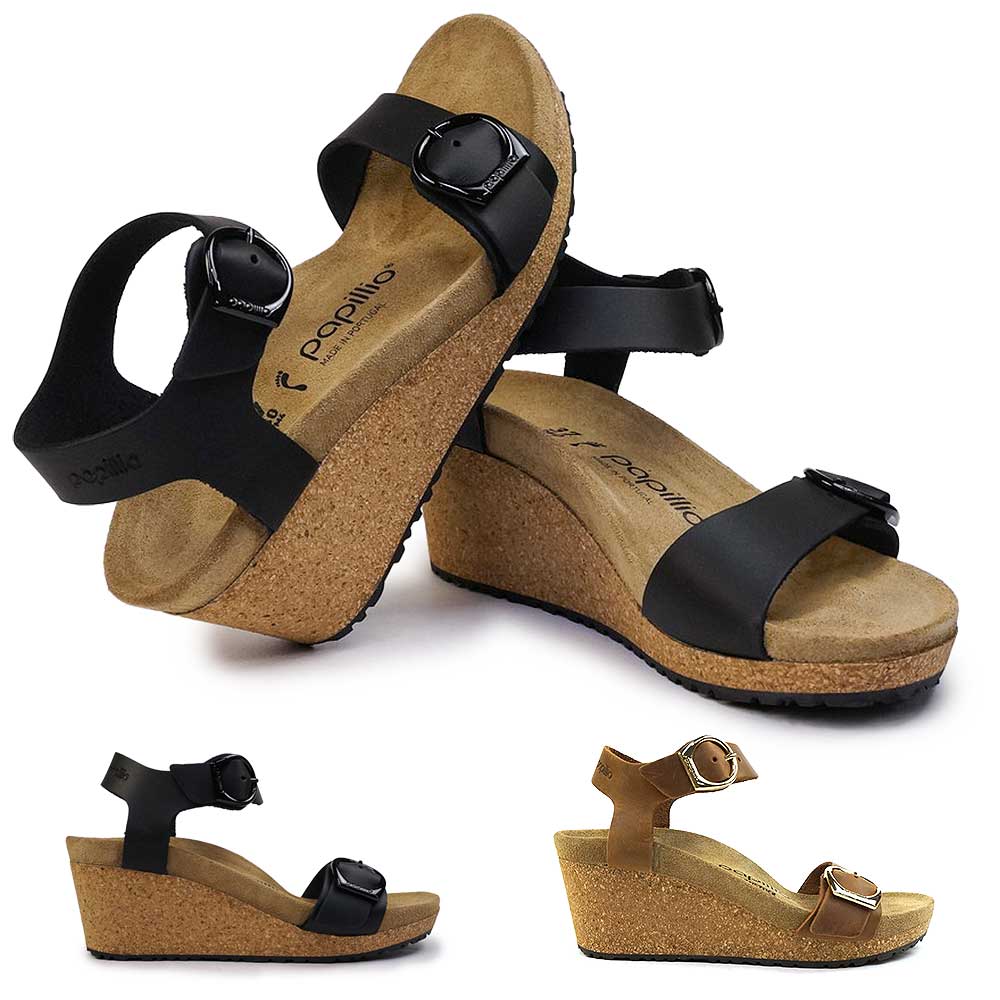 ビルケンシュトック サンダル パピリオ ソレイ リングバックル レディース ウェッジソール ミュール Birkenstock Papillio  Soley