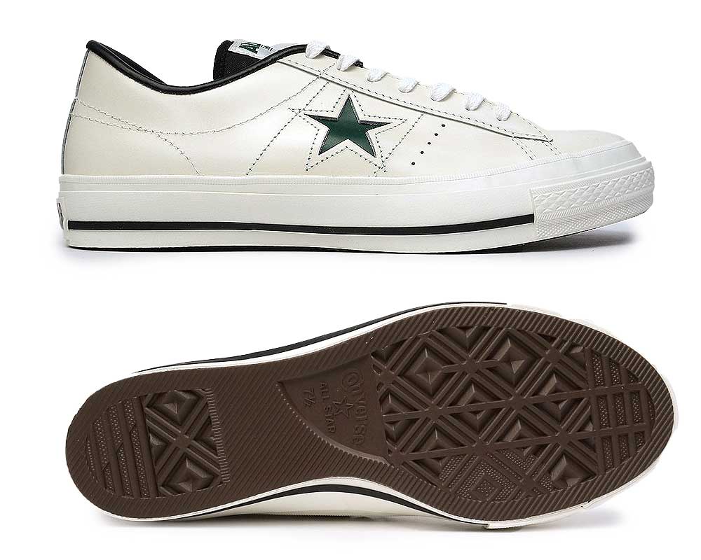 コンバース ワンスター J スニーカー レザー ホワイト／グリーン メンズ レディース 日本製 限定 MADE IN JAPAN CONVERSE  ONE STAR J