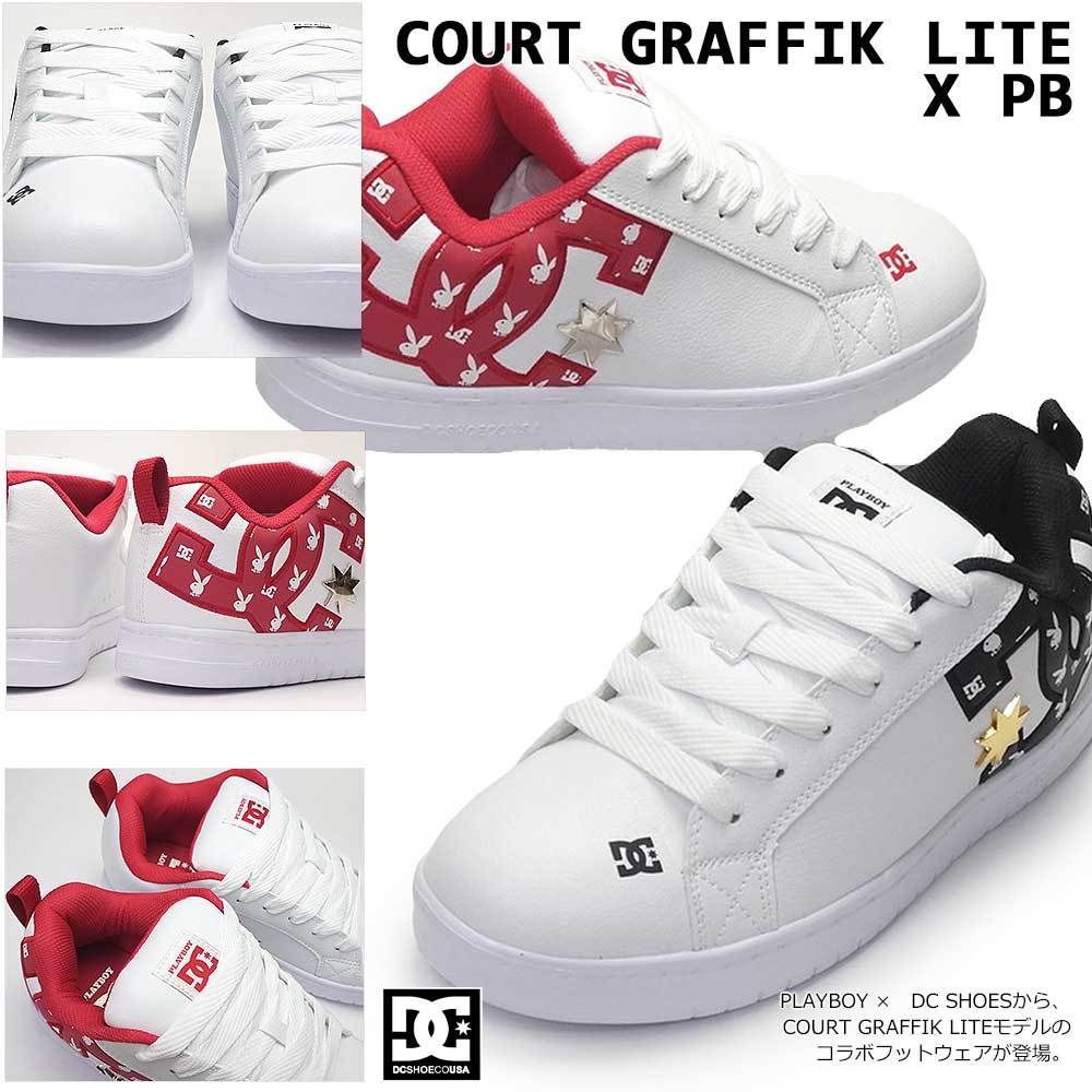 DC スニーカー メンズ DM216601 レディース コートグラフィック ライト プレイボーイ スケーター コラボ ペア お揃い DC SHOES  COURT GRAFFIK LITE X PB