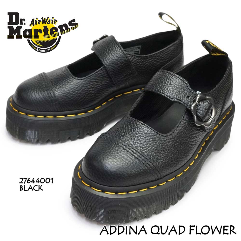 ドクターマーチン ADDINA FLWR 厚底 メリージェーン フラワーバックル 甲ストラップ レディース レザーシューズ Dr.Martens  ADDINA QUAD FLOWER