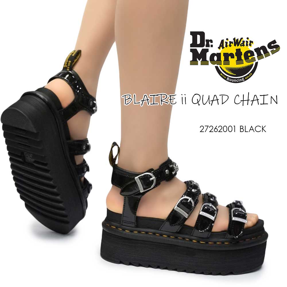 ドクターマーチン レディース サンダル BLAIRE II QUAD CHAIN ブレアー アンクルストラップ レザー 厚底 正規品 本革  Dr.Martens QUAD ZEBRILUS BLAIRE 2 QUAD CHAIN