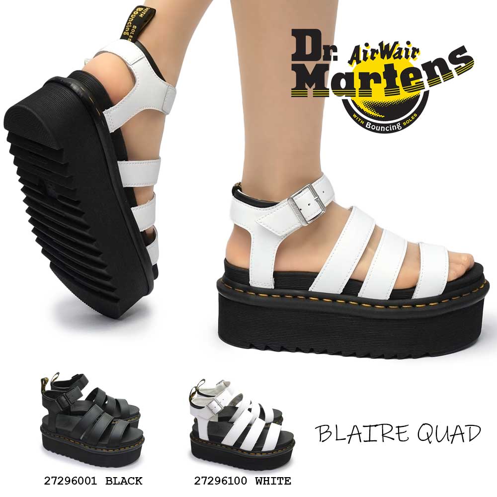 ドクターマーチン レディース サンダル BLAIRE QUAD ブレアー アンクルストラップ レザー 厚底 正規品 本革 Dr.Martens  QUAD ZEBRILUS BLAIRE QUAD