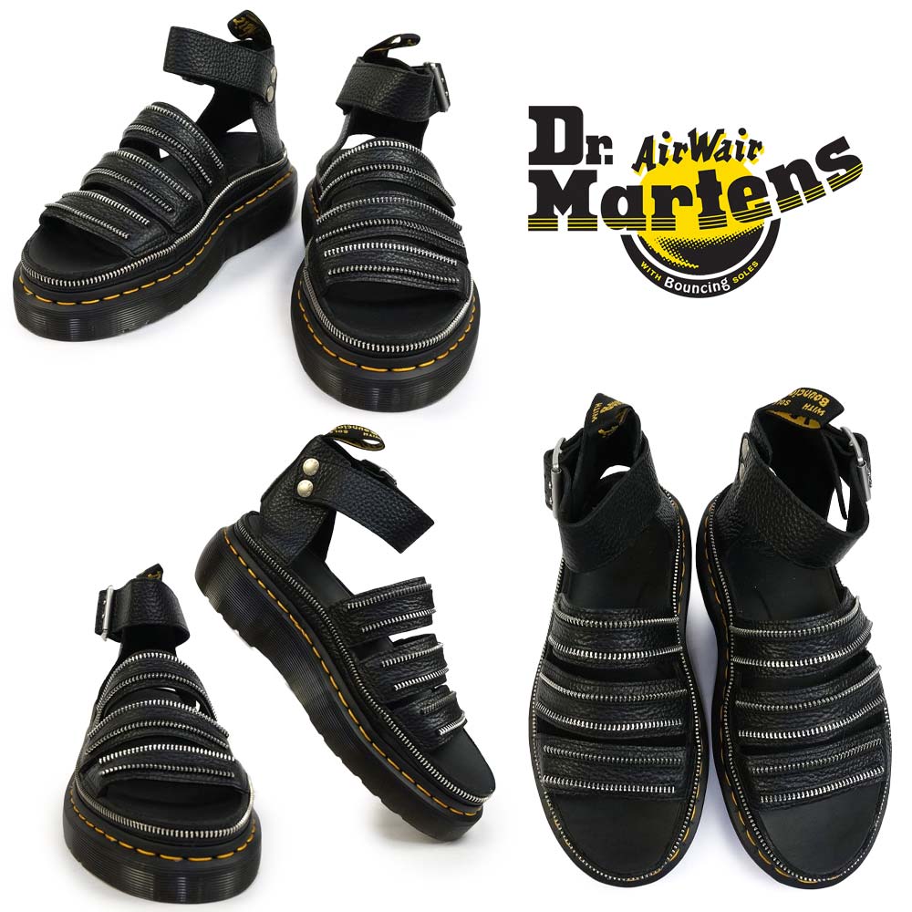 ドクターマーチン サンダル レディース CLARISSA II QUAD HDW クラリッサ2 厚底 レザー ストラップ ジップ 正規品  Dr.Martens CLARISSA II QUAD HDW