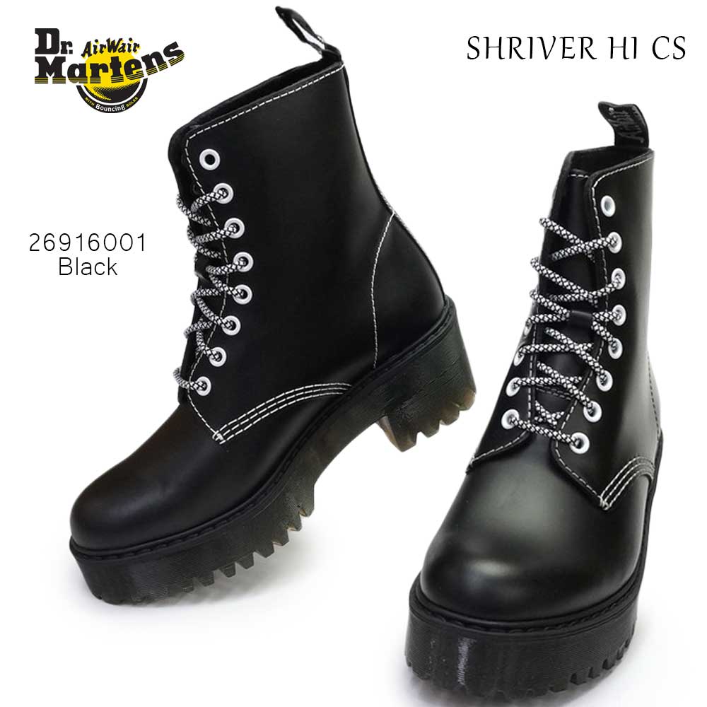 ドクターマーチン レディース 8ホール ブーツ SHRIVER HI CS 厚底 アンクル 白黒 ショート Dr.MARTENS SANGUINE  SHRIVER HI CS