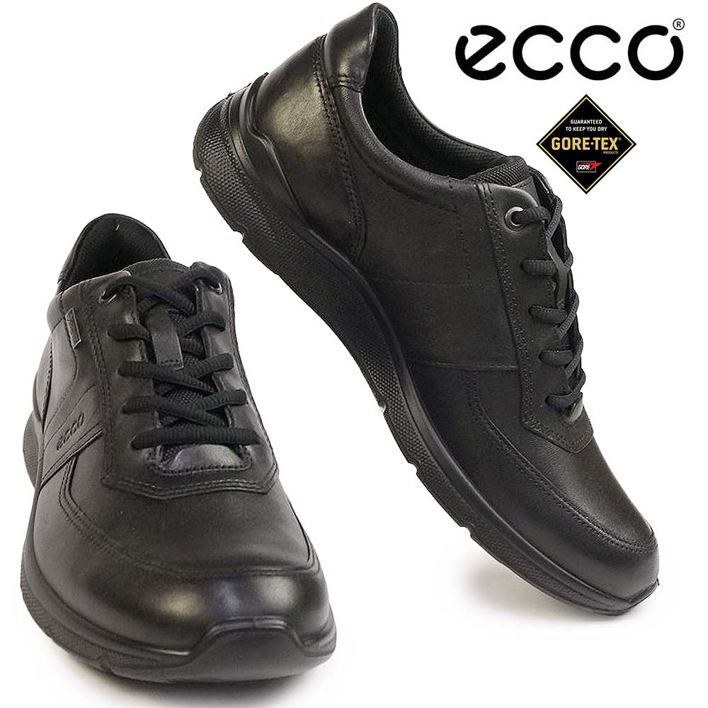 美品☆ECCO エコー オールレザー スニーカー ゴアテックス キルティング黒-