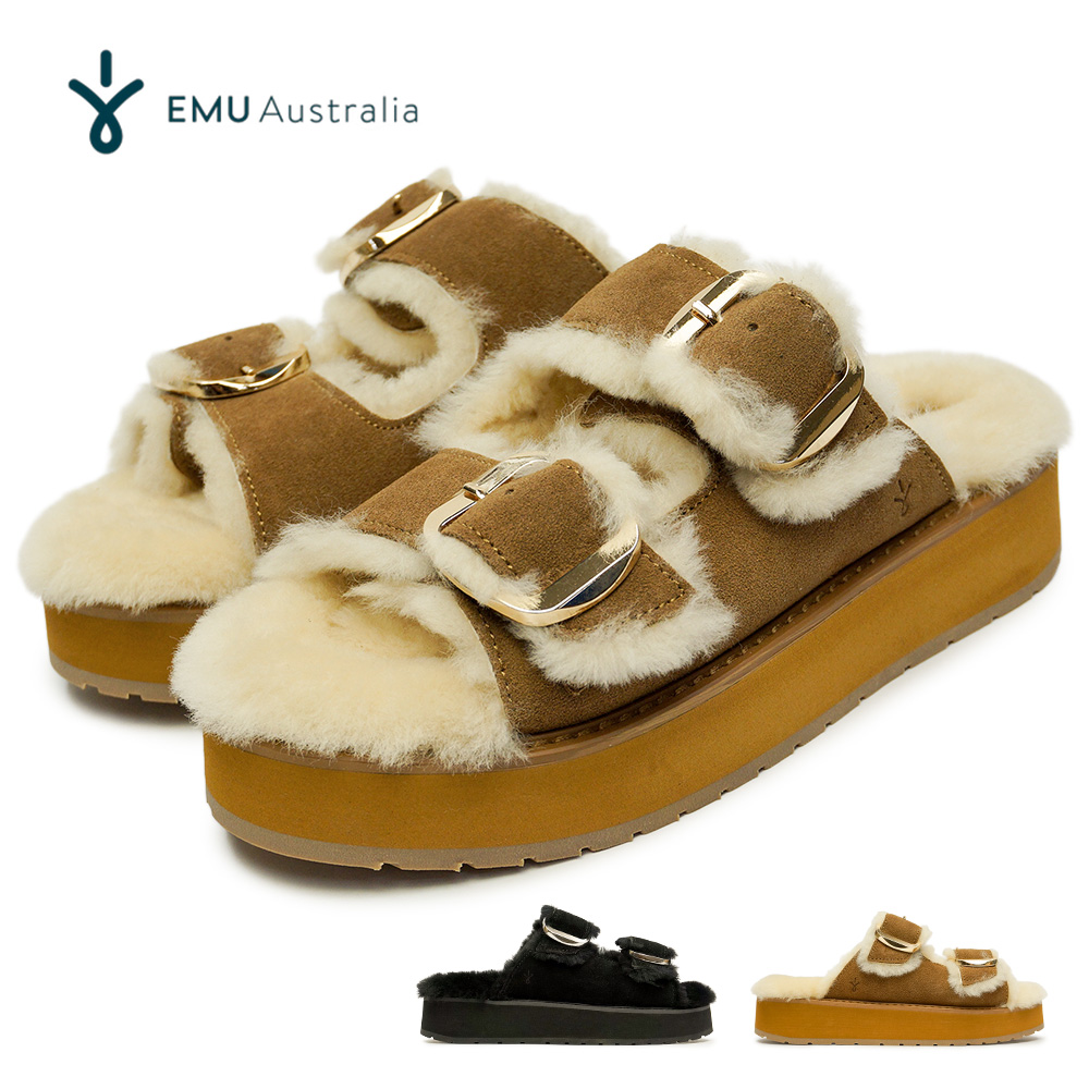 ウィンターセール】エミュオーストラリア ムートンサンダル 厚底