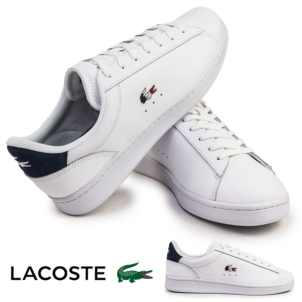 【会員限定SALE】ラコステ メンズ スニーカー カーナビー セット 48SMA0111 レザー トリコロール シンプル スポーティー LACOSTE  CARNABY SET/407（WHT／NYY／RED）/UK7.5（26.0cm）