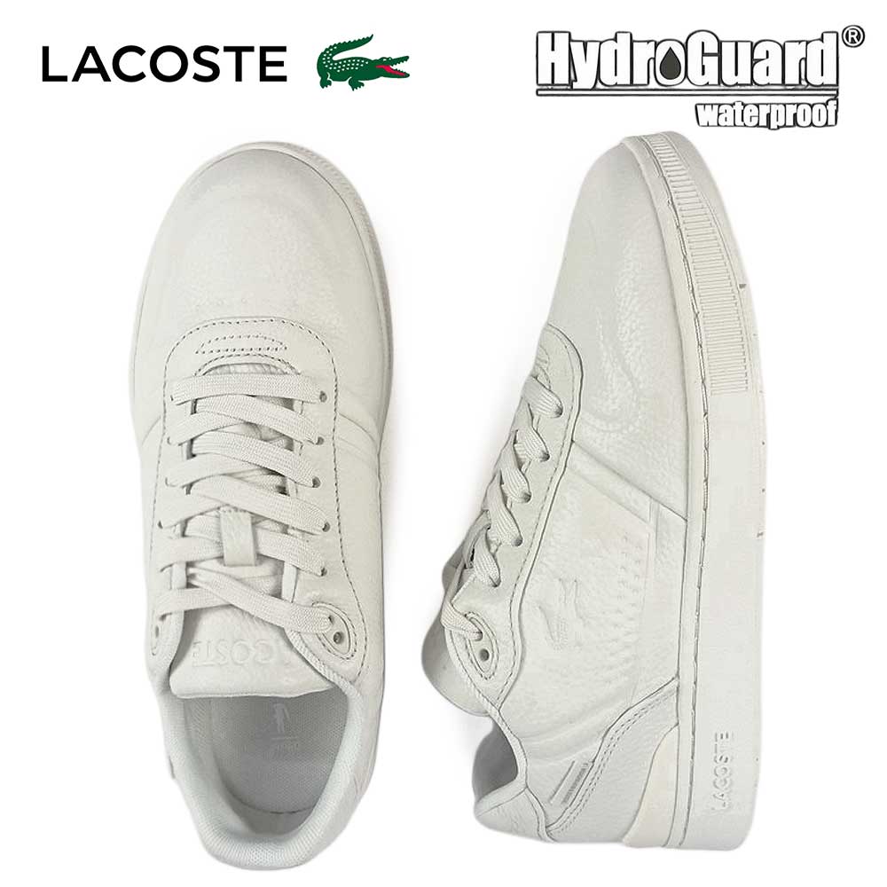 ラコステ レディース 防水スニーカー 白 レザー Tクリップ シールド