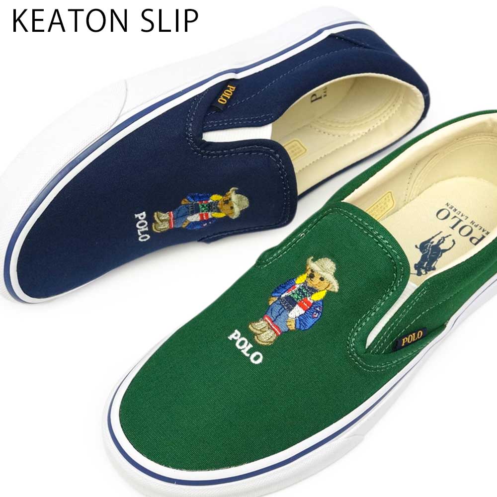 ポロ ラルフローレン スニーカー P34T レディース スリッポン キートンスリップ ポロベア キャンバス POLO BEAR POLO RALRH  LAUREN KEATON SLIP SK SPO