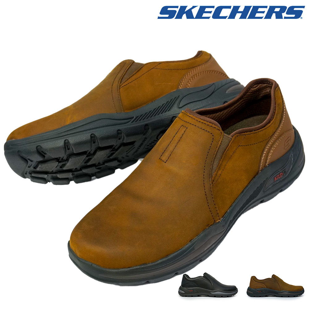 スケッチャーズ メンズ スリッポン スニーカー モトレイ アーチフィット 本革 コンフォート 204182 SKECHERS ARCHFIT  MOTLEY ORAGO